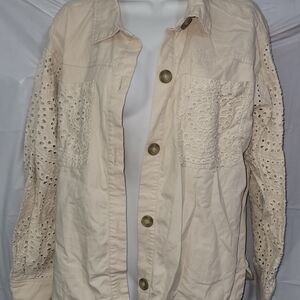 Maurices Cream Eyelet Jacket